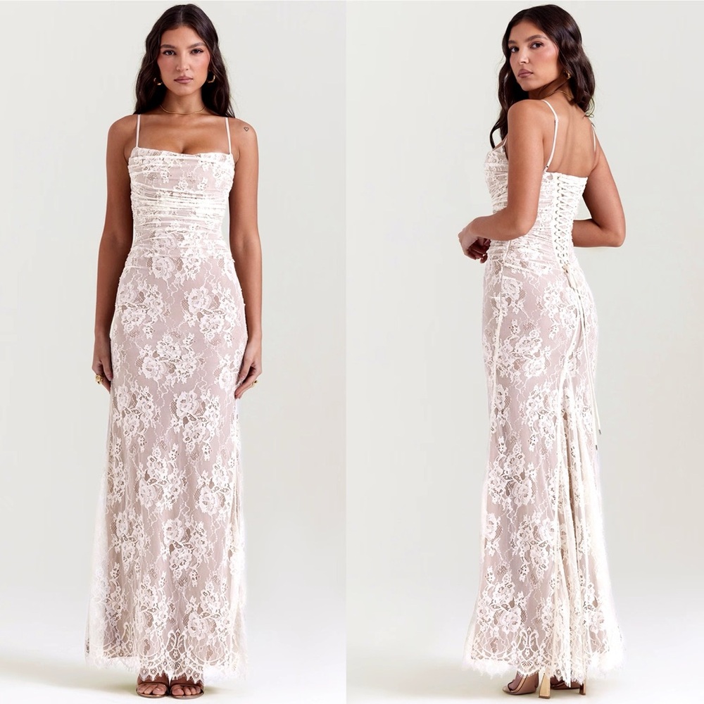House of CB S D-DD ‘Artemis’ Vintage Cream Lace Maxi Dress NWOT S